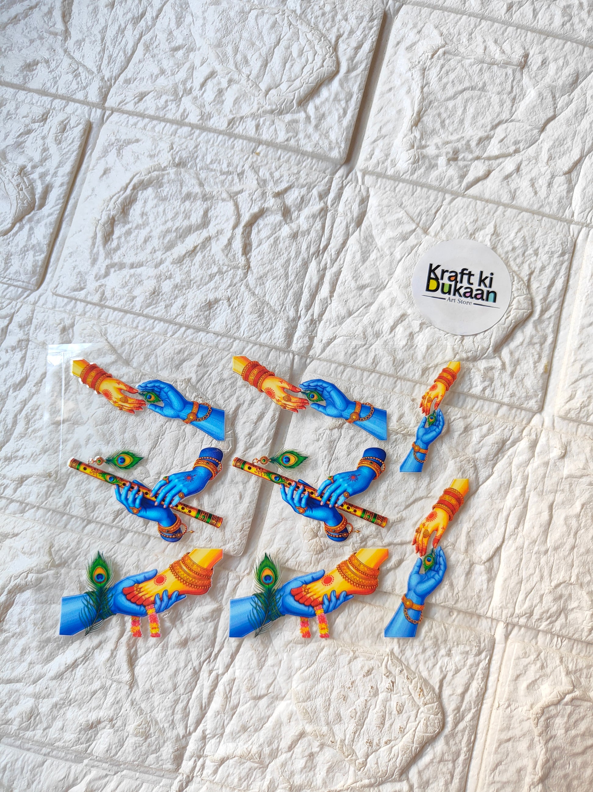 UV DTF peel-off sticker sheet with blue-and-orange cartoon character stickers