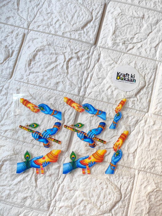 UV DTF peel-off sticker sheet with blue-and-orange cartoon character stickers