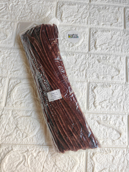 Plain 8mm pipe cleaner pack, dark maroon brown, 100-count bundle
