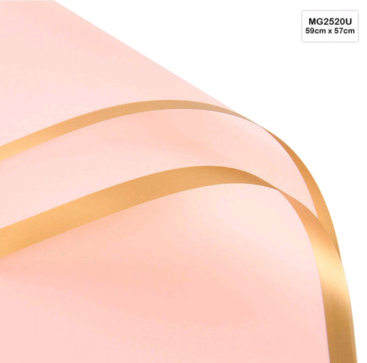 Wrapping paper sheet, light pink with gold edge, 59 x 57 cm
