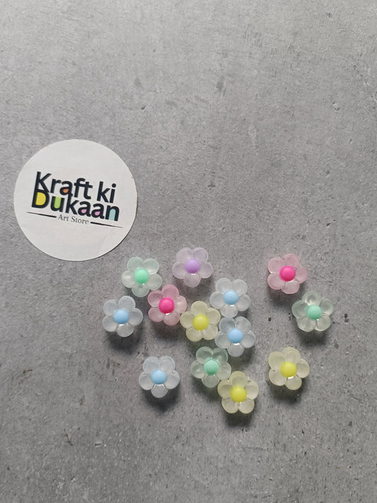 Rakhi bracelet beads pack of 25 pastel flower charms in mixed colors