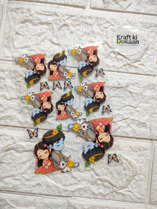 Peel-off sticker sheet with colorful cartoon characters and small accessories