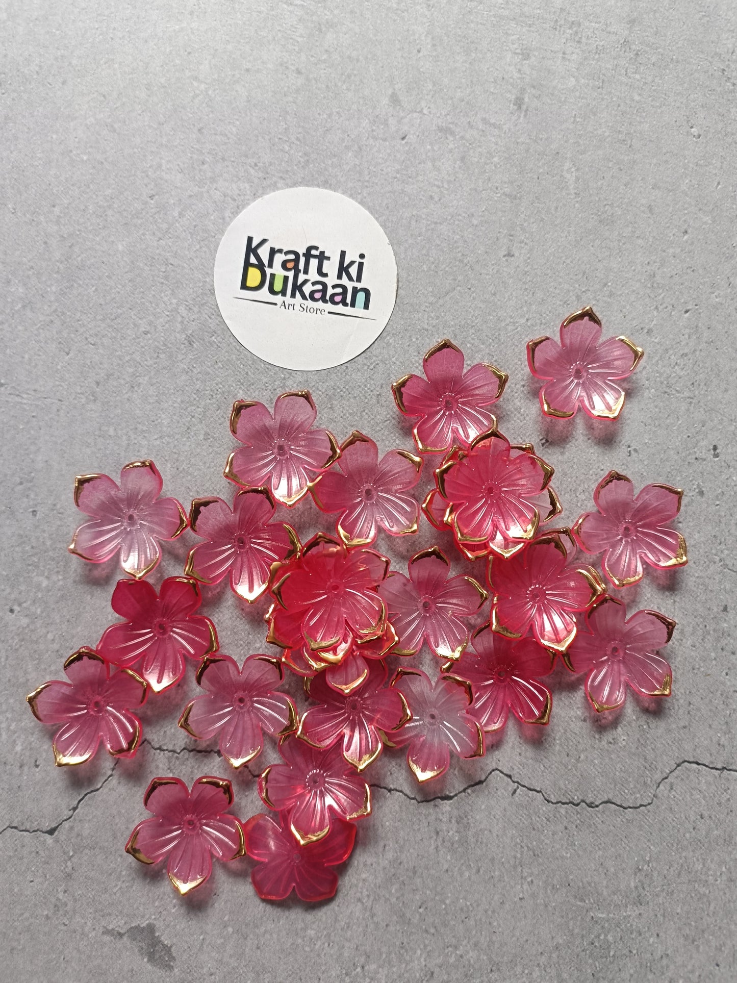 Red Flower Beads Pack of 50