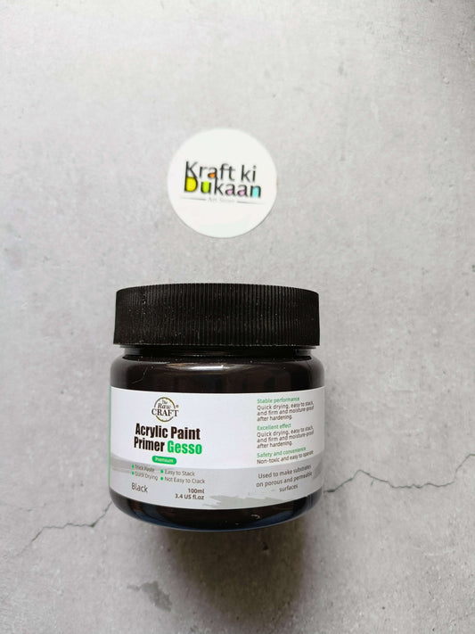 Black acrylic gesso primer paint in 100 ml jar with flip-top lid