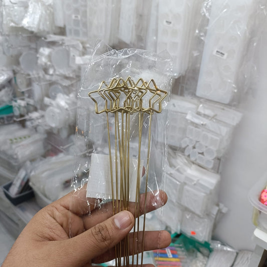 Gold metal star place card holder set, wire tent stakes for tabletop cards