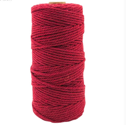 Macrame cotton thread spool, deep red 3mm, 100m