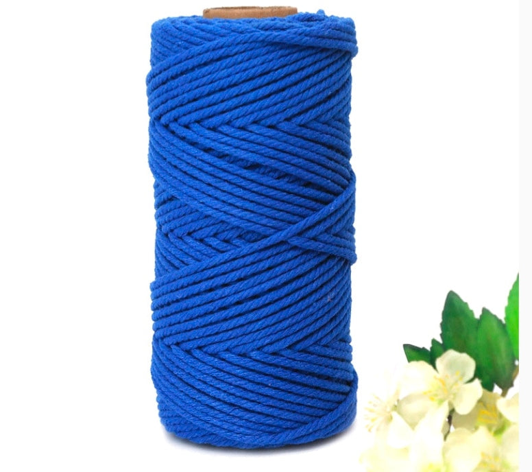 Macrame cotton thread spool, dark blue color, 3mm twisted cord wound on a reel