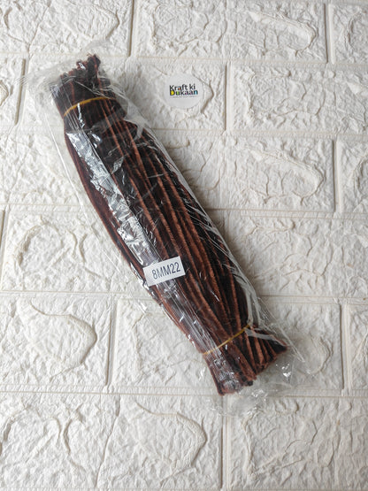 8mm dark brown plain pipe cleaners in sealed 100-count packet