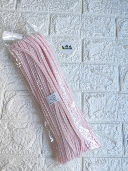 Plain 8mm pipe cleaners, pack of 100, light pink