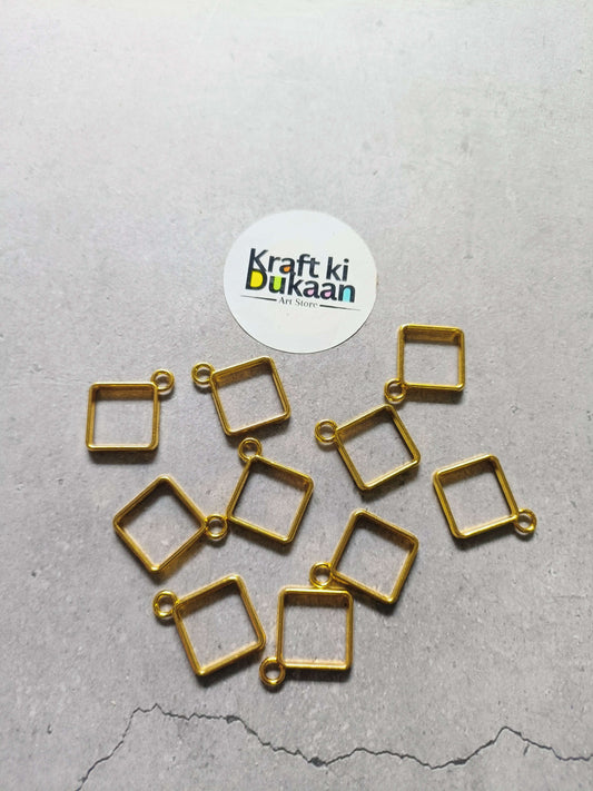 Gold square bezel pendant set with small diamond, plain setting, 10-pack