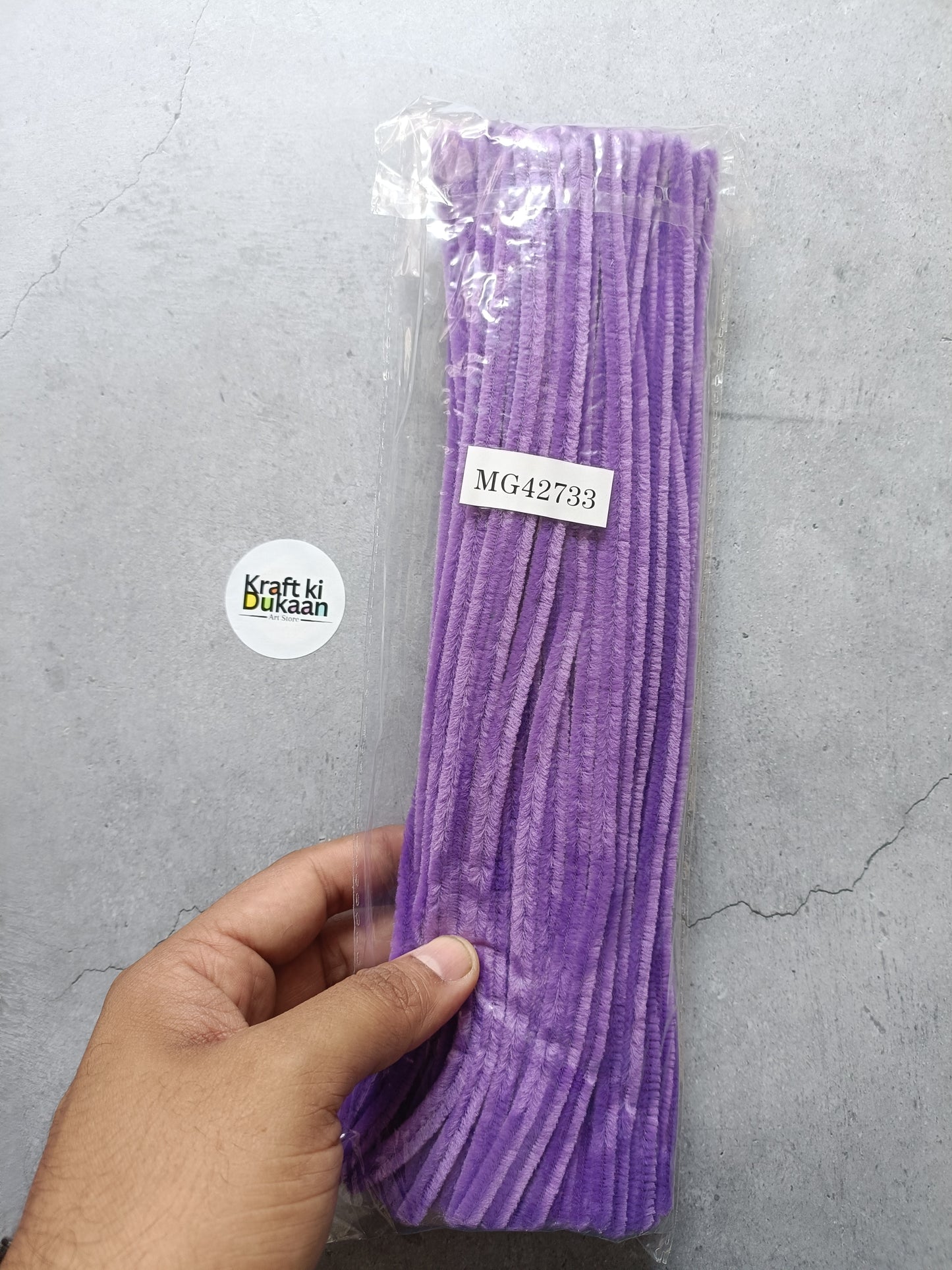 Pipe cleaner pack of 100, plain lavender purple chenille sticks in a sealed bundle