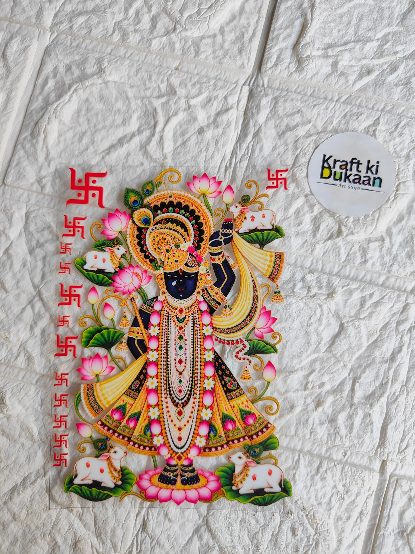 UV DTF peel-off sticker sheet with colorful goddess figure and floral details