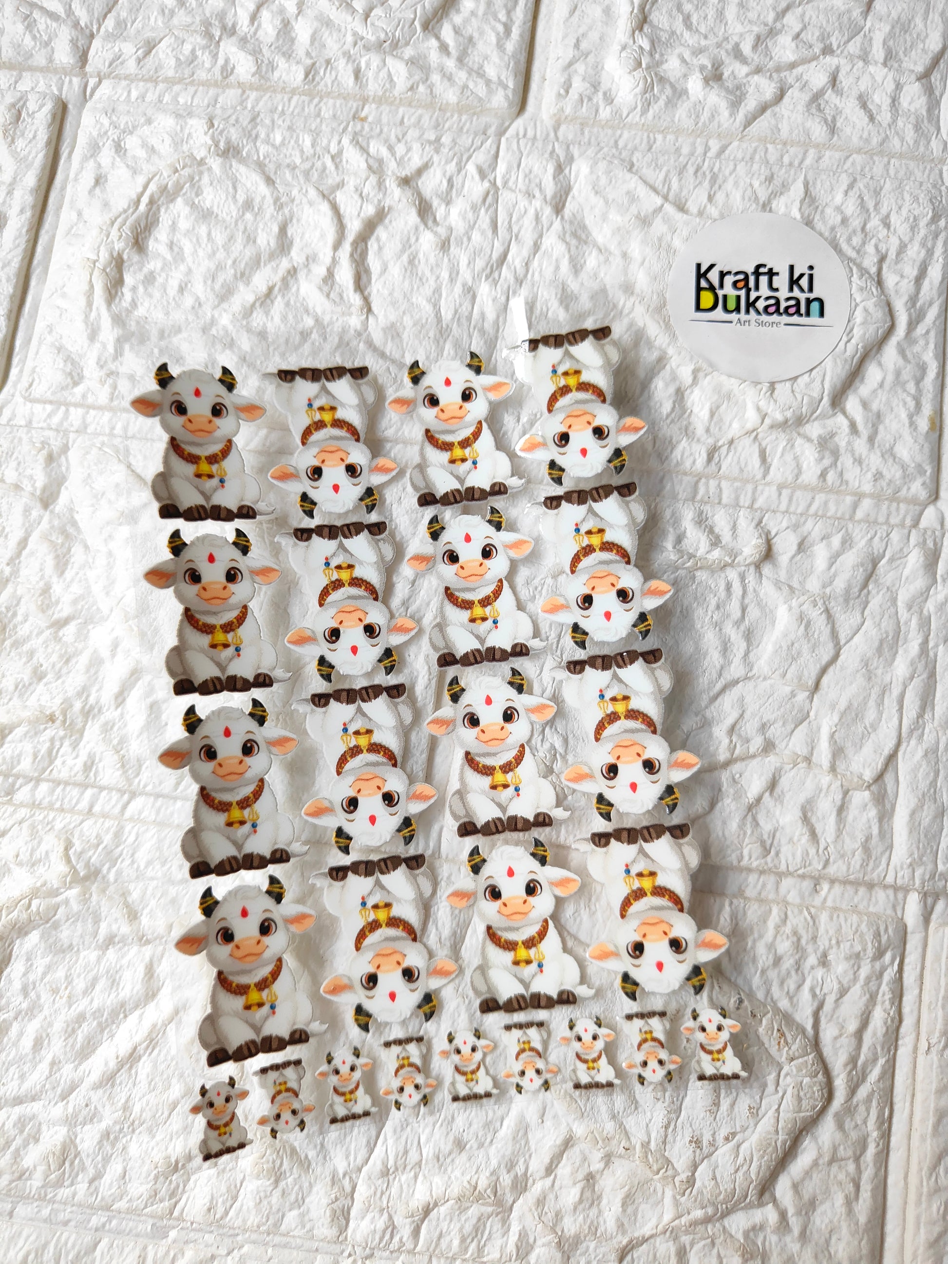 Peel-off sticker sheet with many cute cartoon animal characters in orange scarves and hats