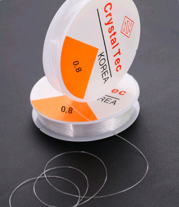 Elastic bracelet string on a clear spool, thin 0.8mm elastic cord
