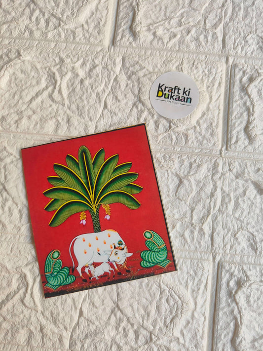 Mini colour sticker sheet with red backing, desert plant and animal sticker design