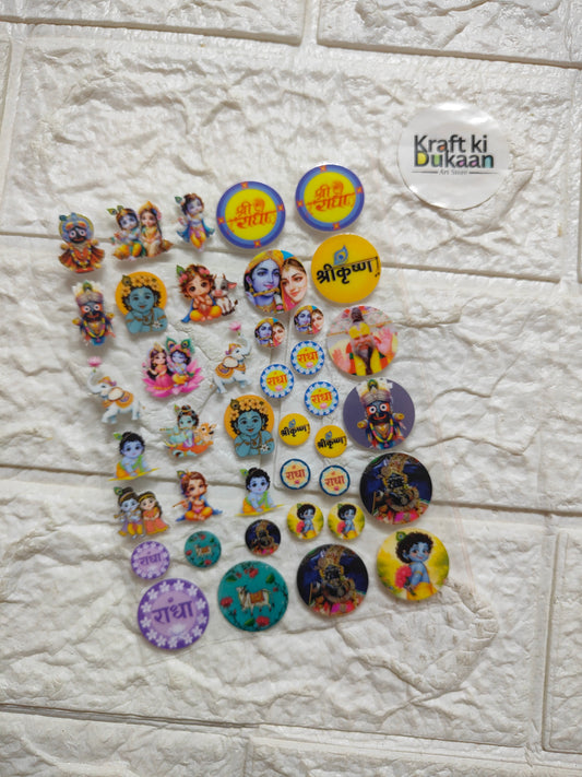 Peel-off sticker sheet with colorful round cartoon character designs