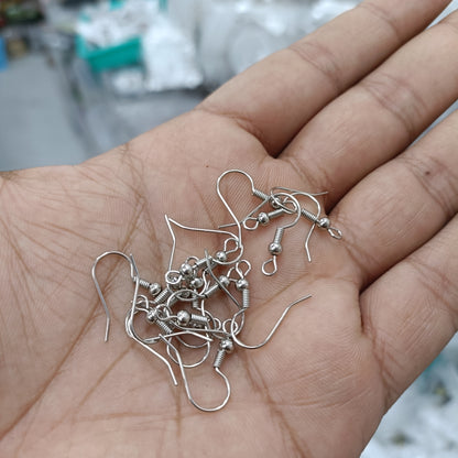 Pack of silver earring hooks with coil springs and small ball ends