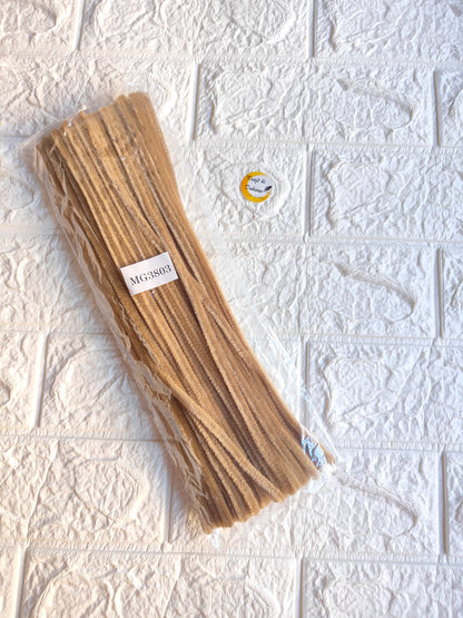 Pipe cleaner plain pack of 100, camel brown pipe cleaners in clear wrapper