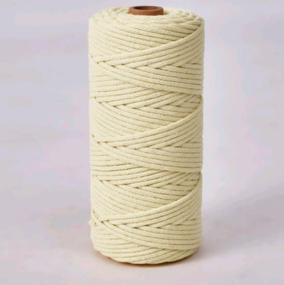 Macrame cotton thread spool, off-white 3mm, 100m