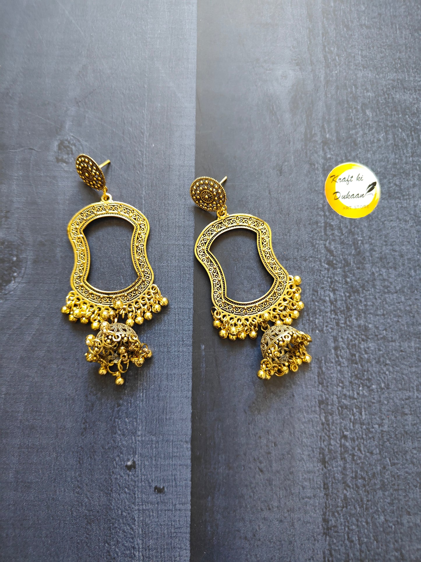 Golden Latkan Jhumka without beads