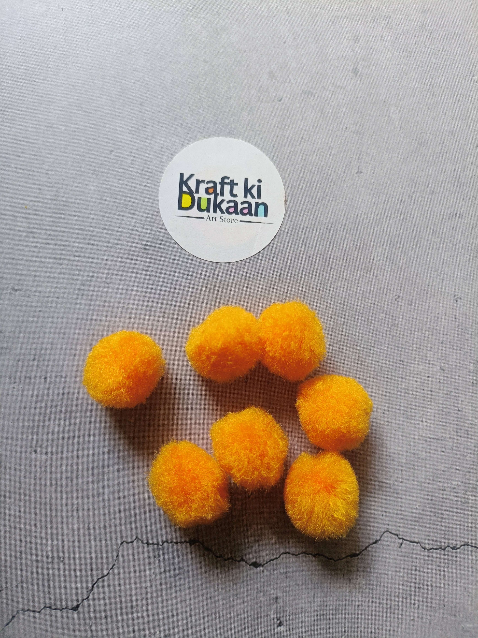 Orange pom-pom balls, 2 cm fuzzy spheres, small craft balls for decor