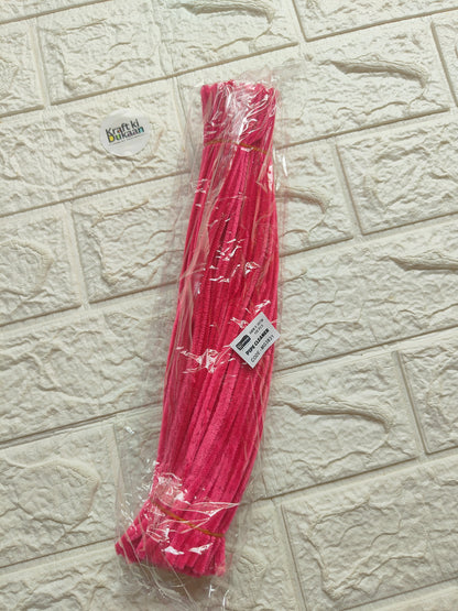 Red pipe cleaners in clear plastic pack, bundled twisty chenille craft sticks