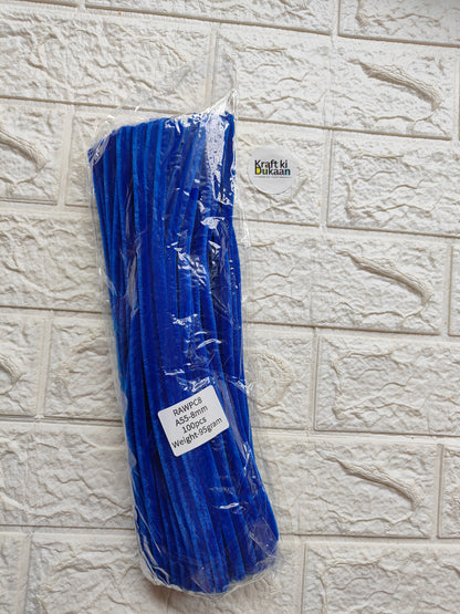 Dark blue pipe cleaner stems, plain, 8mm, sealed pack of 100 A1