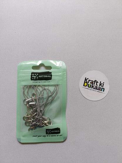 Gray cord keychain set with lobster clasps, metal clips on a card pack.