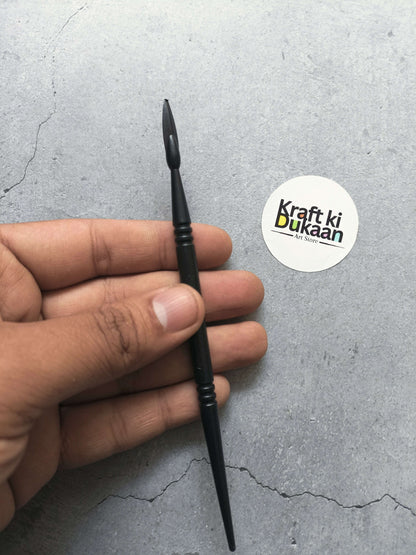 Black clay modelling pointed needle tool with ribbed grip