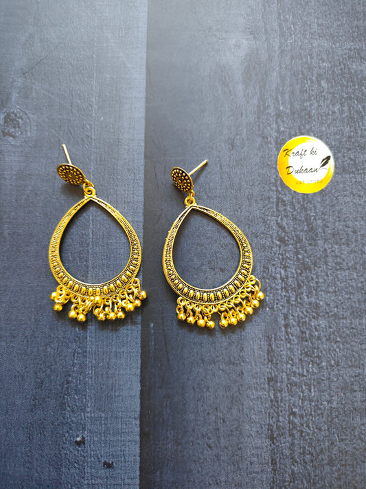 Golden Jhumka without Beads D9
