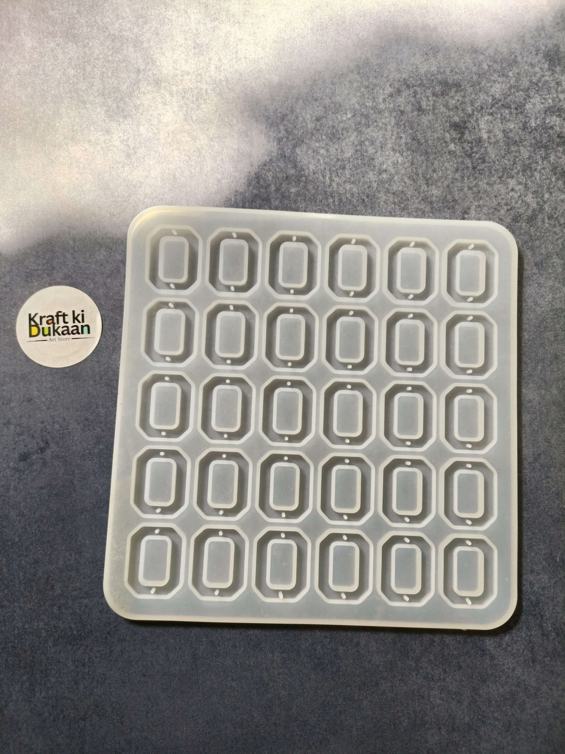 30-cavity rectangle jewelry mould, square silicone tray with 30 recessed cavities