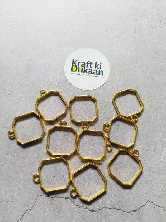 Octagon bezel pendant set with plain setting and gold-tone loop, 10-pack
