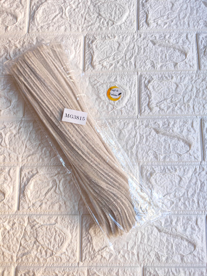Beige/tan pipe cleaners plain pack, 100 pcs, crimped chenille sticks in sealed packaging