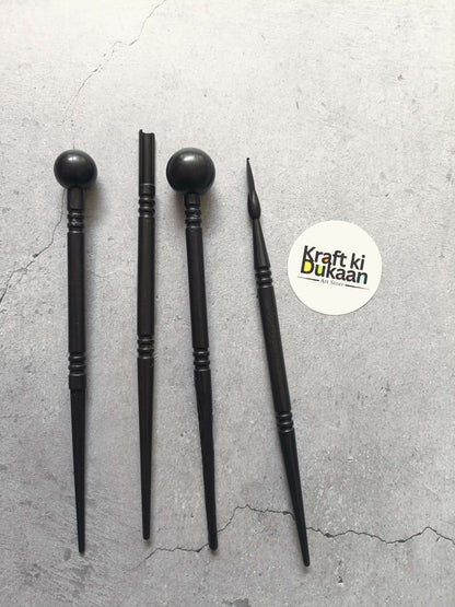 Plastic clay modelling tool set of 4 black styluses and pointed tool