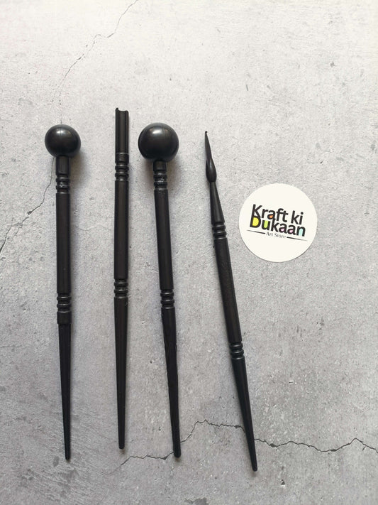 Plastic clay modelling tool set of 4 black styluses and pointed tool