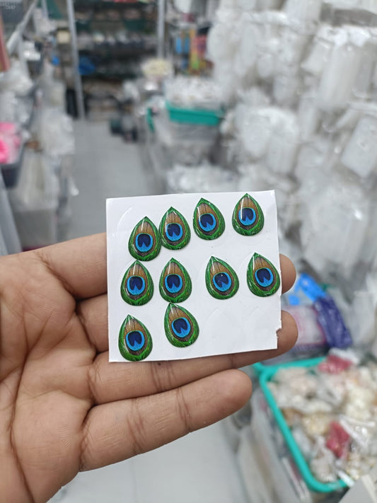 Peacock-feather eye motif sticker sheet, 10-pack set