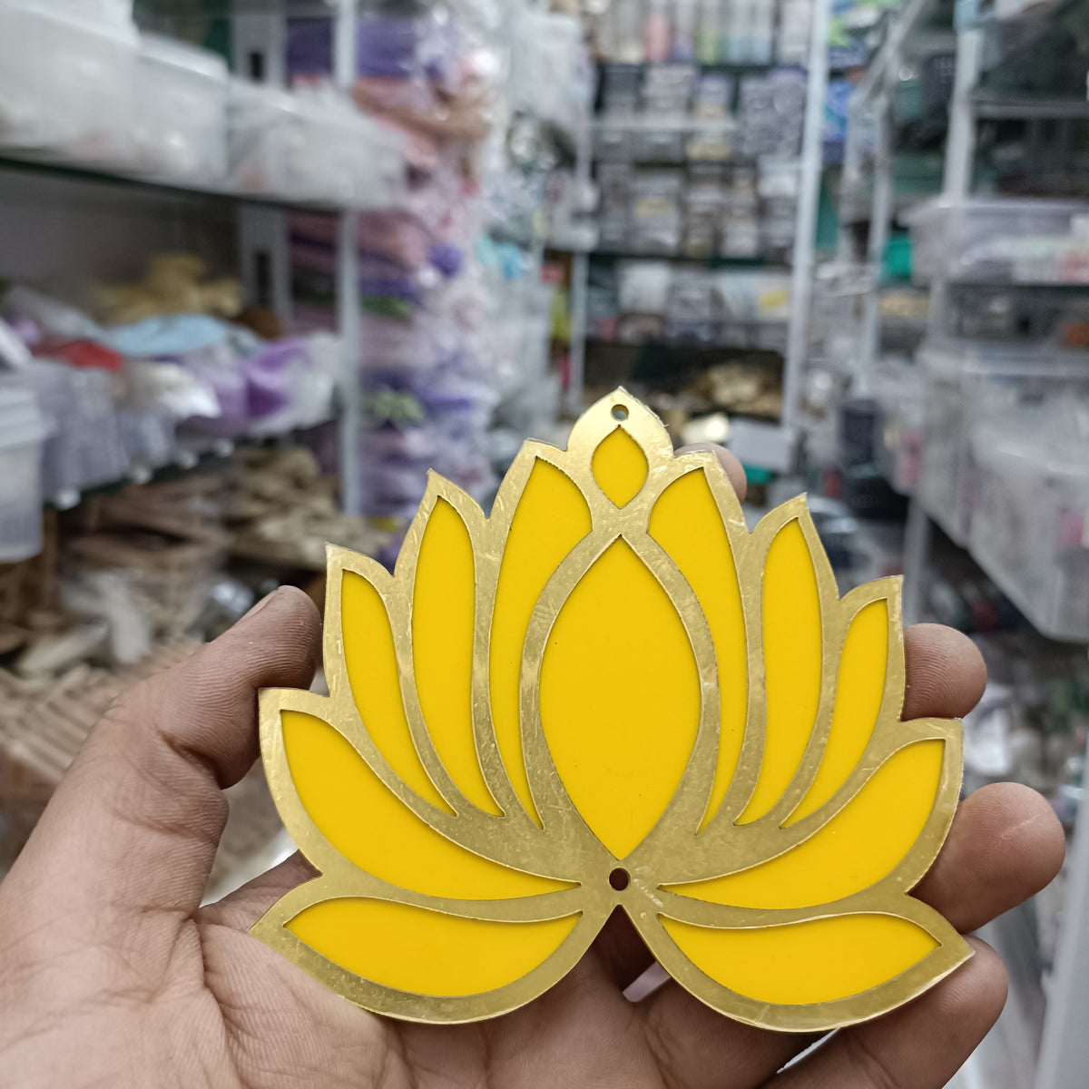 Yellow acrylic lotus flower cutout, 4 in, pack of 2