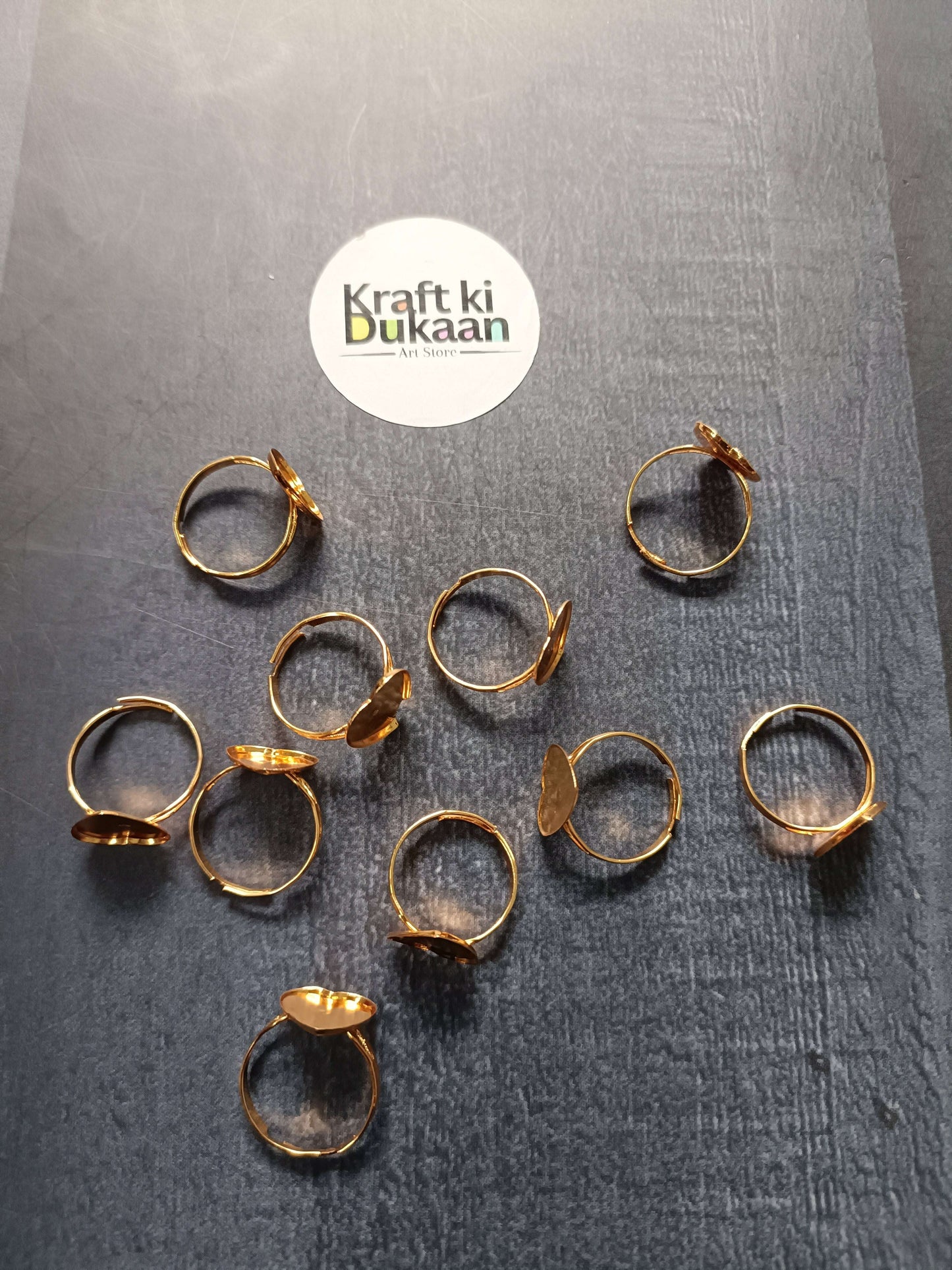 Gold ring bases with assorted top shapes