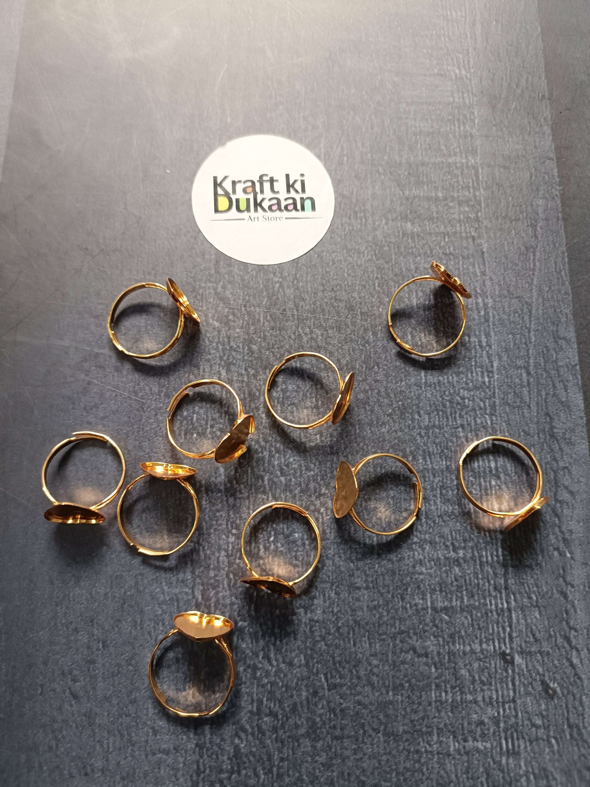 Gold ring bases with assorted top shapes