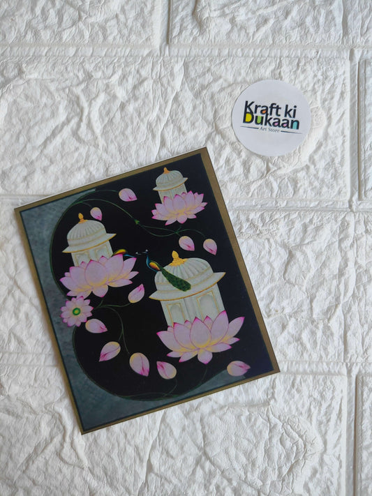 Mini color sticker sheet with lotus flowers, birds, and leaves
