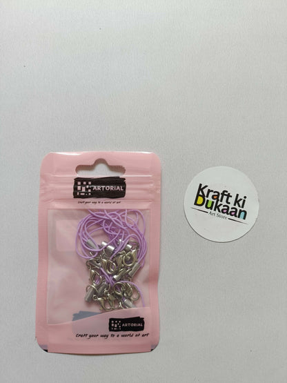 Pink rope keychain set with silver lobster clasps, in sealed pouch