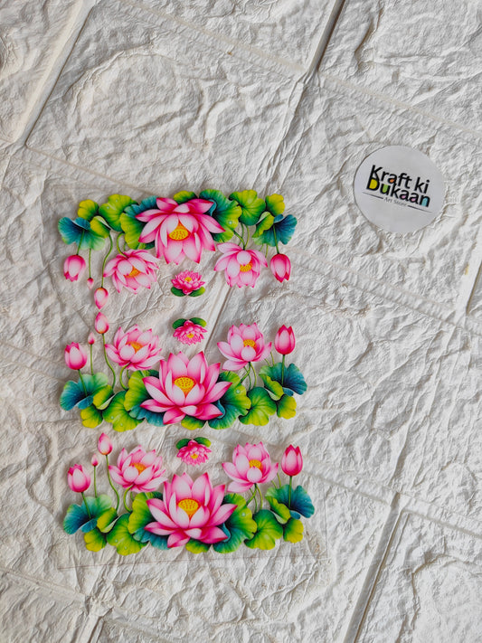 UV DTF peel-off sticker sheet with pink and green floral tulip designs