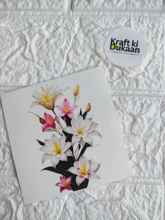 Mini floral sticker sheet with white lilies and pink accents
