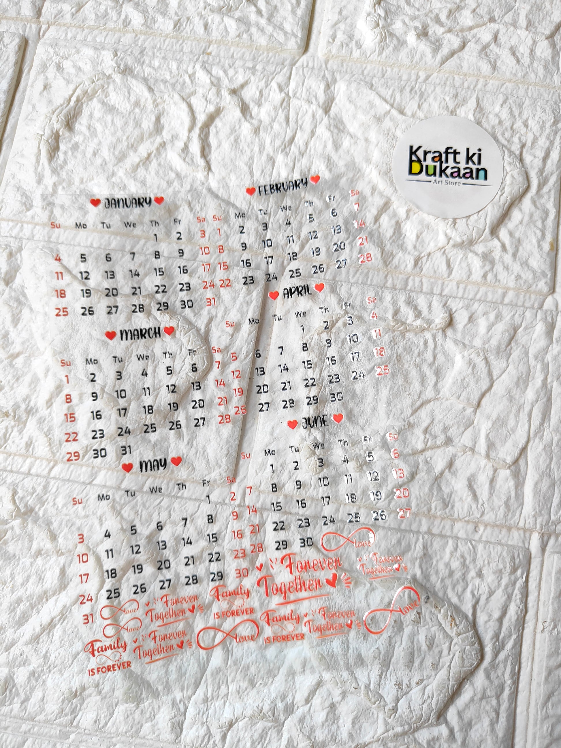 UV DTF peel-off sticker sheet with calendar and heart designs