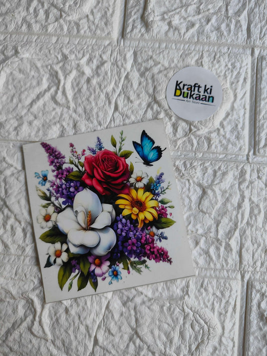 Mini colour sticker sheet with floral and butterfly designs