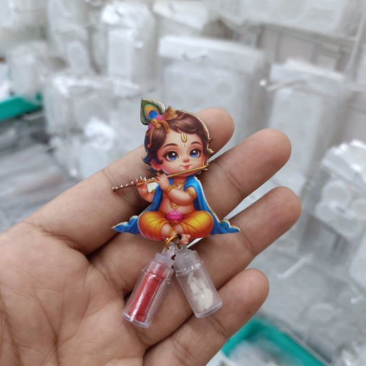 Roli Chawal bottle set with cartoon doll and two mini bottles with pink liquid