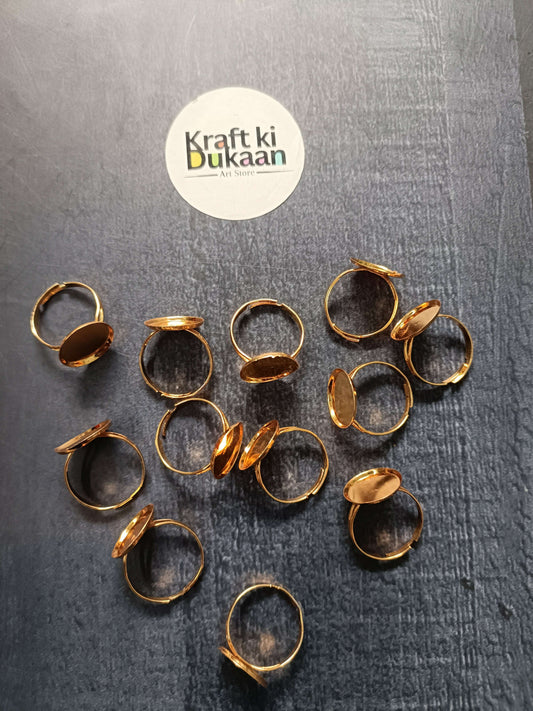 Gold-tone ring bases, assorted open bands with round and oval bezel tops