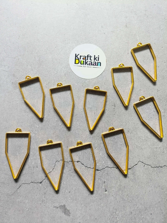 Gold pentagon bezel pendant set of 10 with loop top, plain metal frame