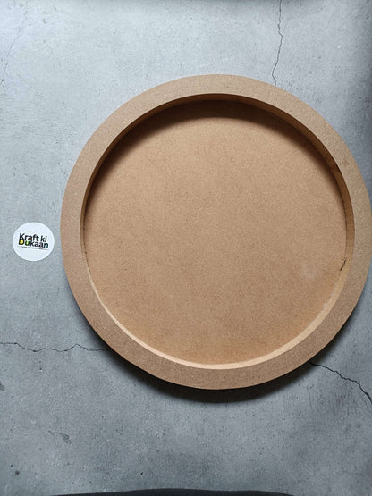 MDF round wall mural with thick tan ring and thin white inner ring