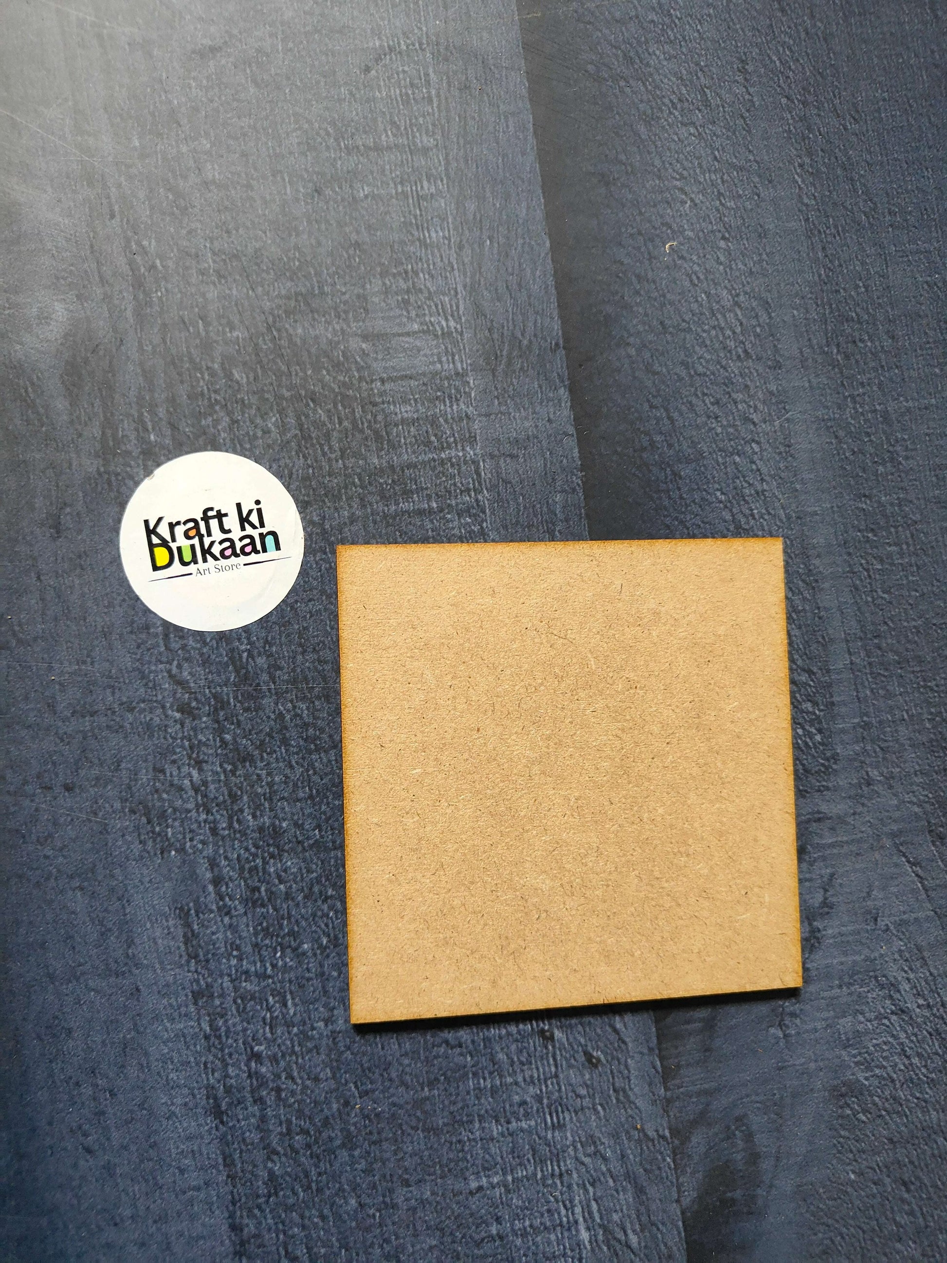 4-inch plain square MDF board, tan surface, single square piece